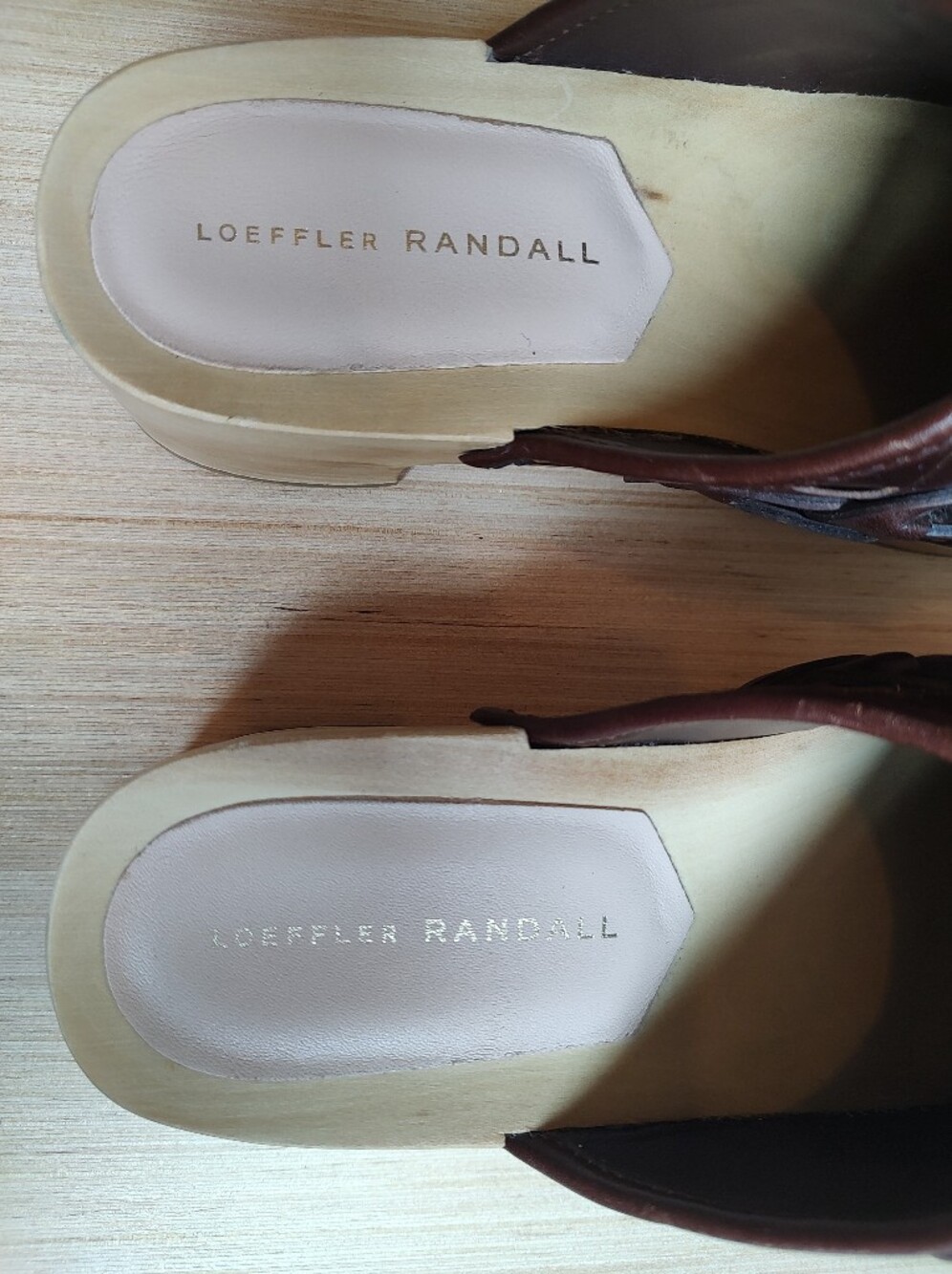 Loeffler Randall Polina Clogs Slides Mules Leather Weave Cherry Brown Sandals 8 - Picture 15 of 16